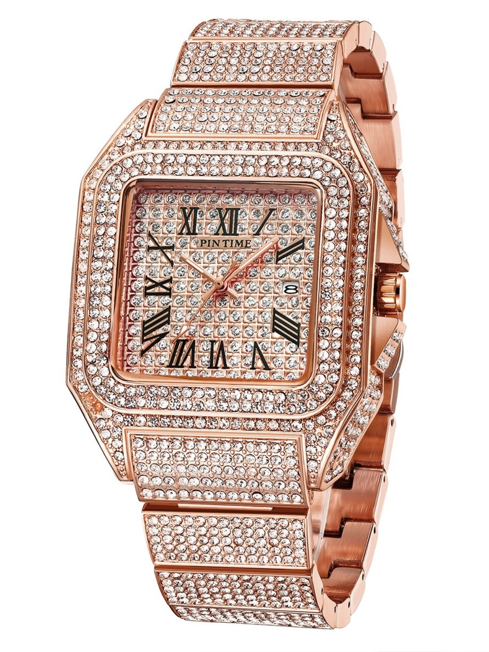 Pintime Women’s Rose Gold Crystal Bracelet Watch